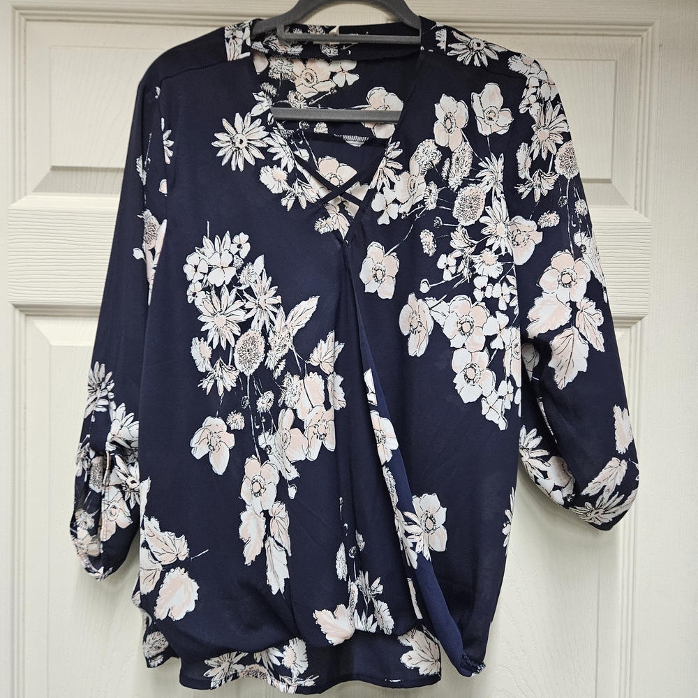 Maurices Navy Floral Blouse
